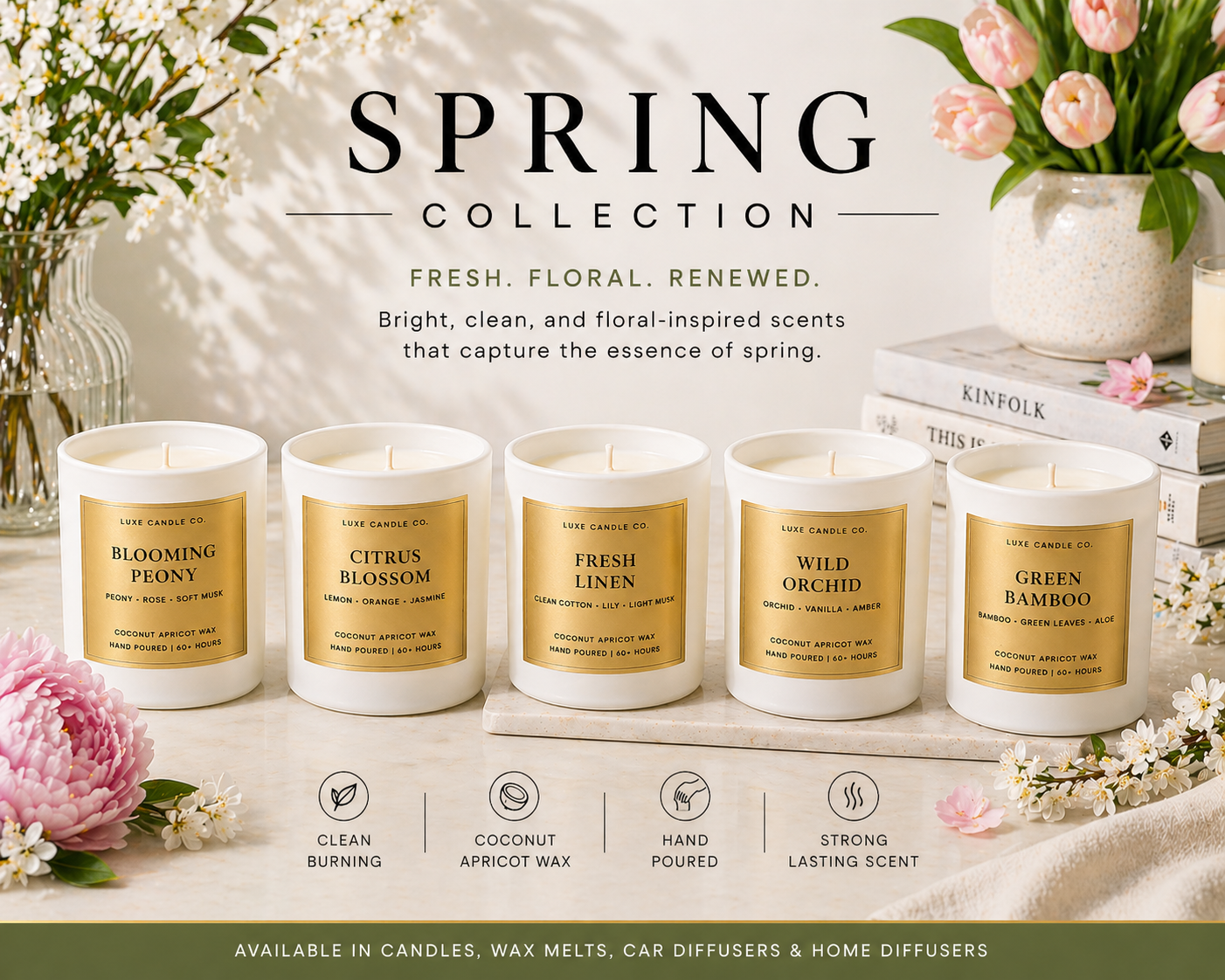 Spring Collection – Fresh Floral and Sweet Candle Line