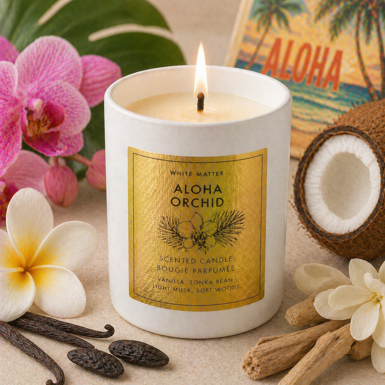 Summer Candles- 8 oz Tropical Candle (White Ceramic Jar