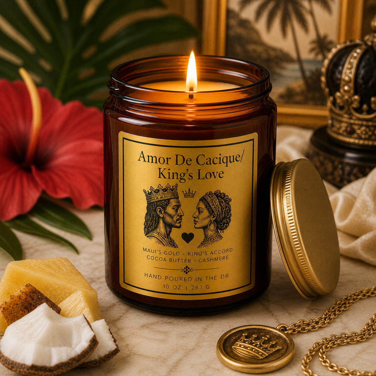 Island/Taino/Arawak 8 oz Candle/ Matte Black Ceramic