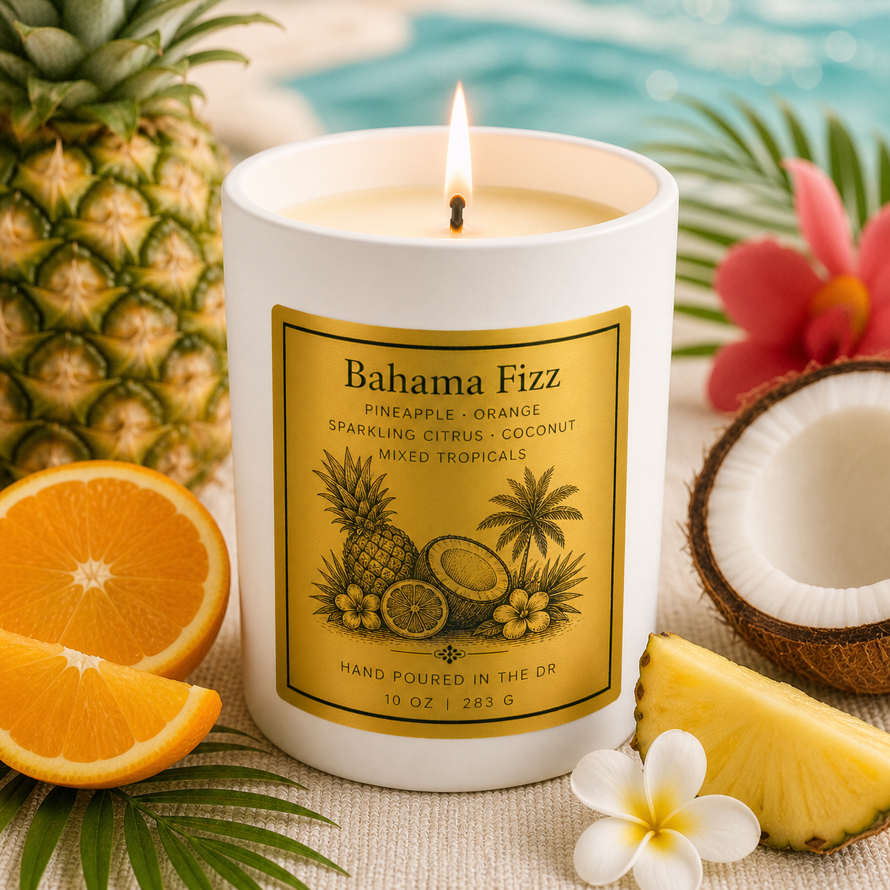 Summer Candles- 8 oz Tropical Candle (White Ceramic Jar