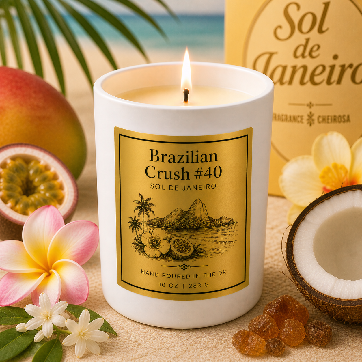Summer Candles- 8 oz Tropical Candle (White Ceramic Jar