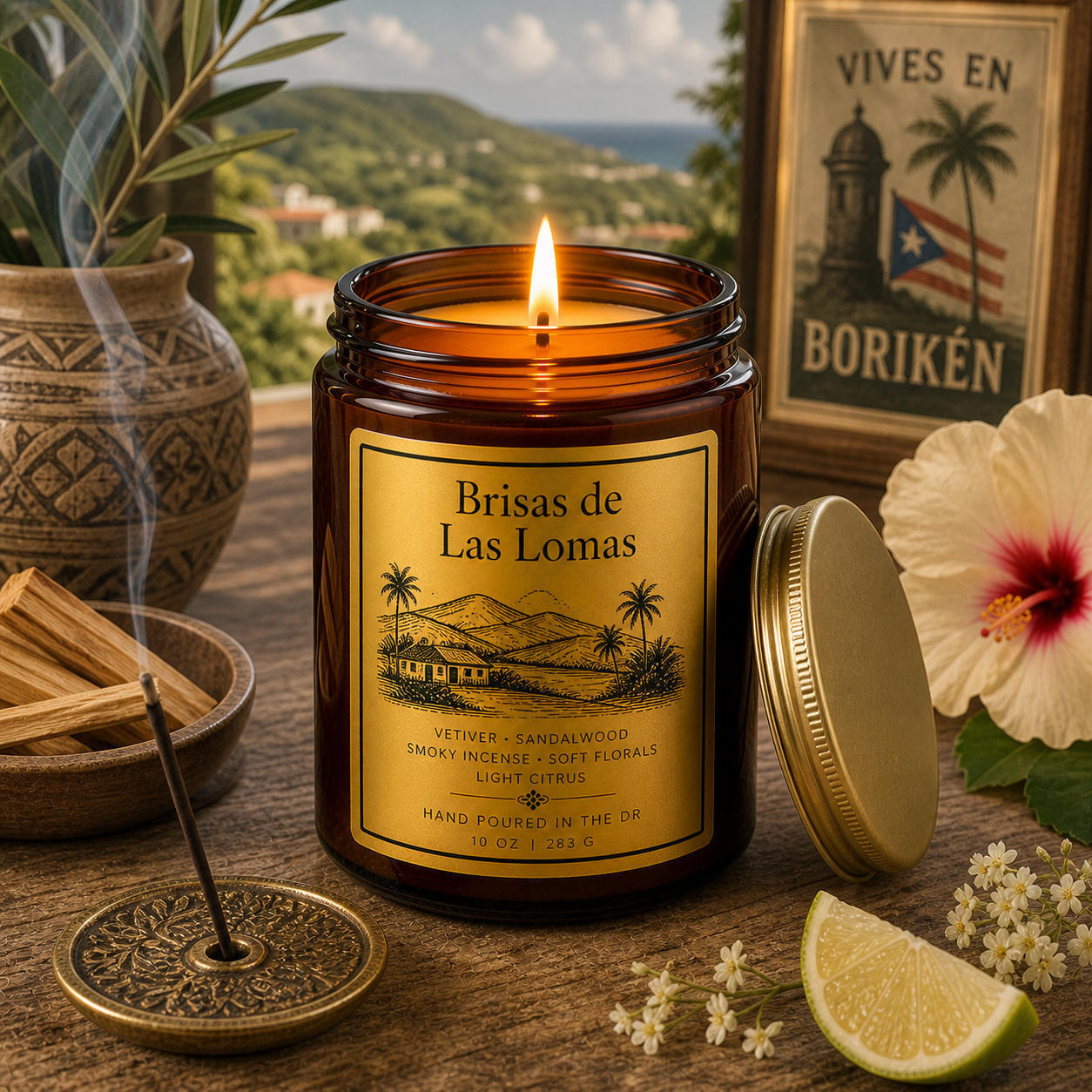 Island/Taino/Arawak 8 oz Candle/ Matte Black Ceramic