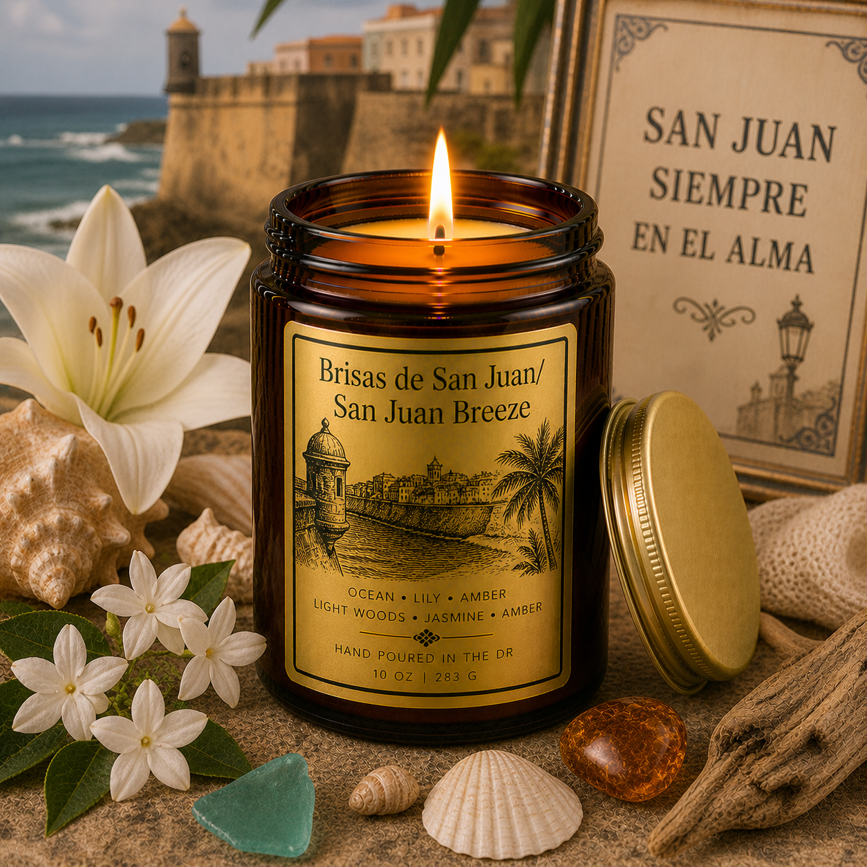 Island/Taino/Arawak 8 oz Candle/ Matte Black Ceramic