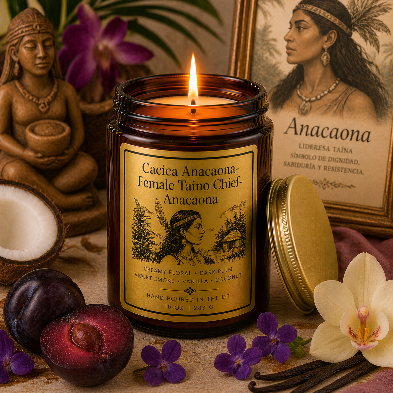 Island/Taino/Arawak 8 oz Candle/ Matte Black Ceramic