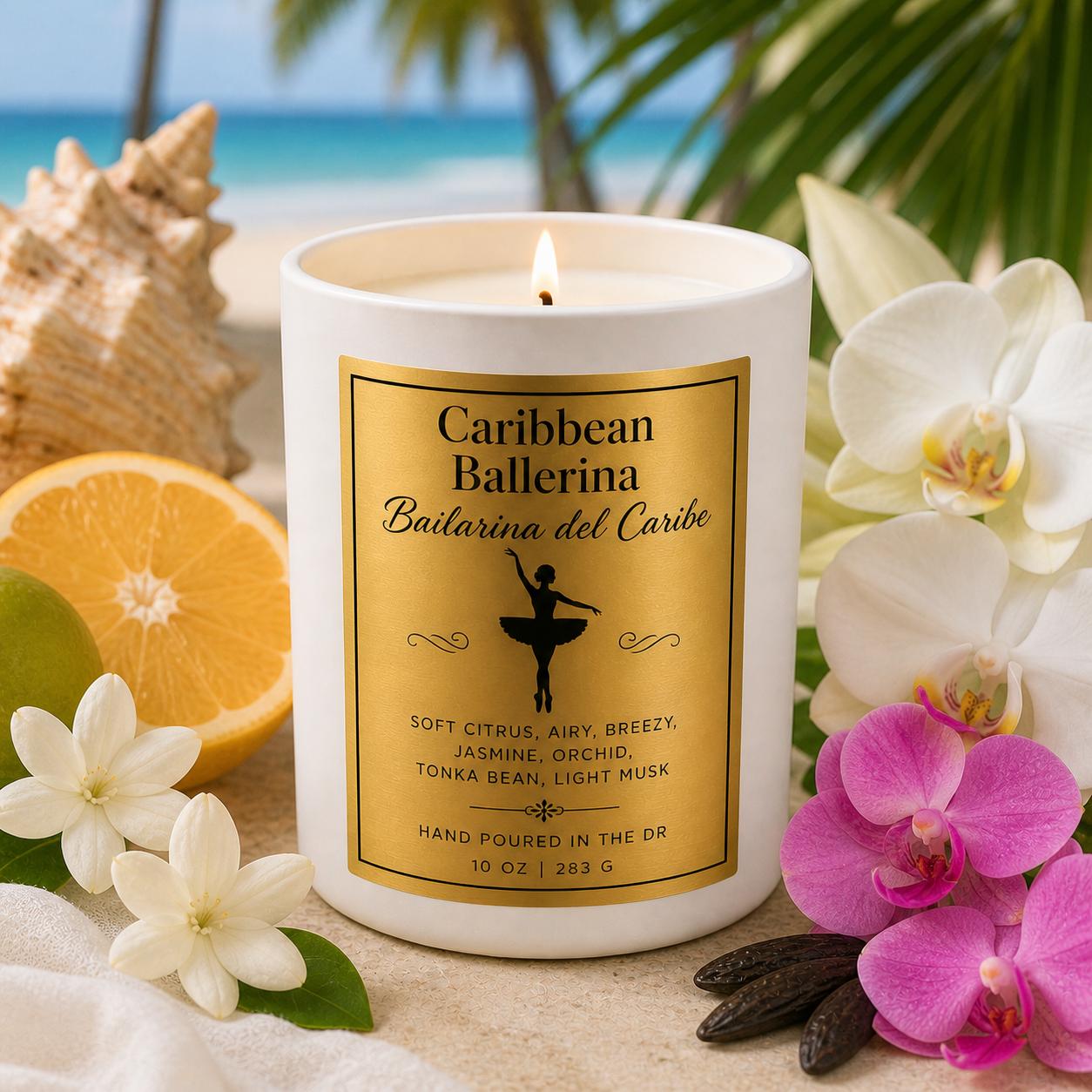 Summer Candles- 8 oz Tropical Candle (White Ceramic Jar