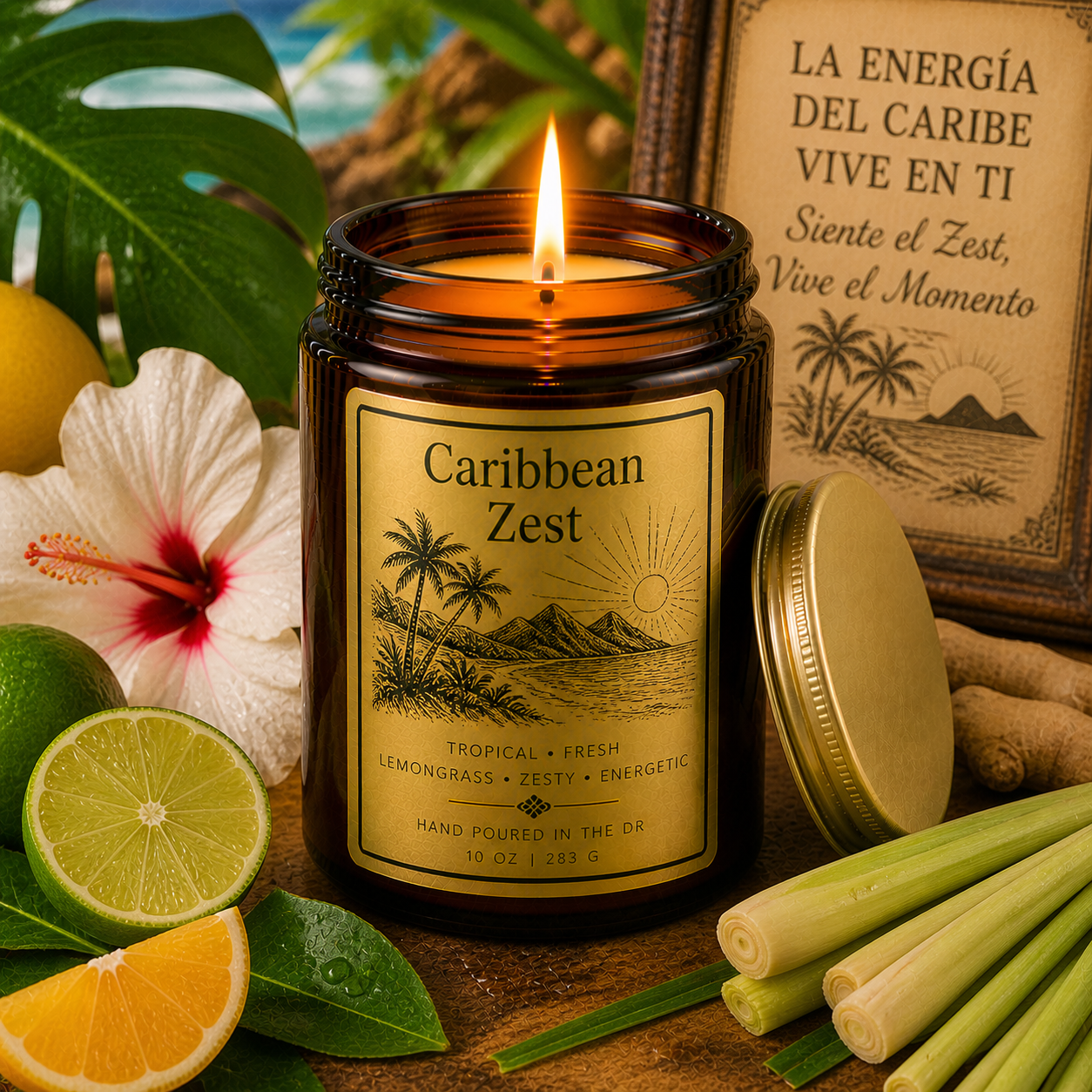Island/Taino/Arawak 8 oz Candle/ Matte Black Ceramic