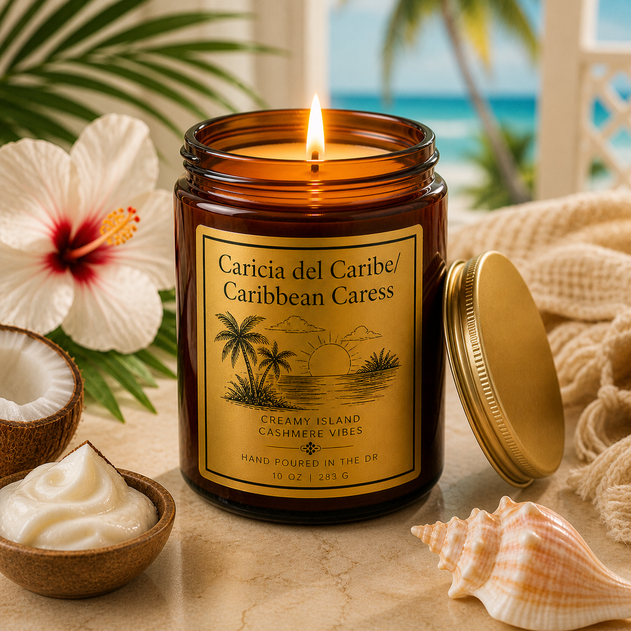 Island/Taino/Arawak 8 oz Candle/ Matte Black Ceramic