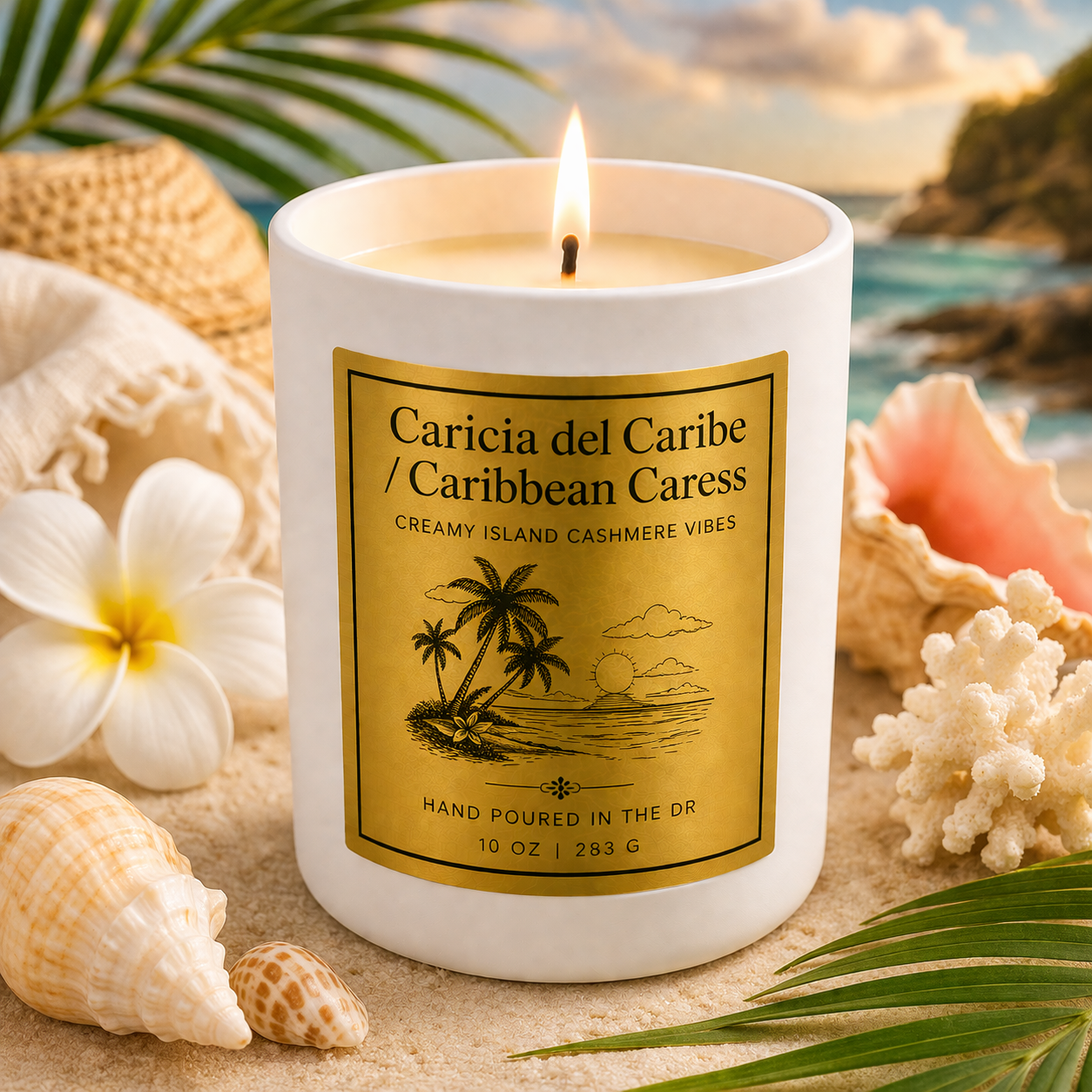 Summer Candles- 8 oz Tropical Candle (White Ceramic Jar