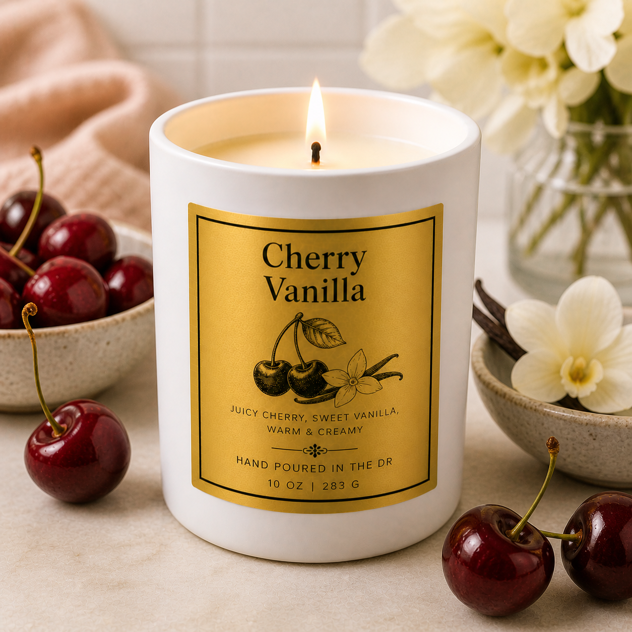 Summer Candles- 8 oz Tropical Candle (White Ceramic Jar