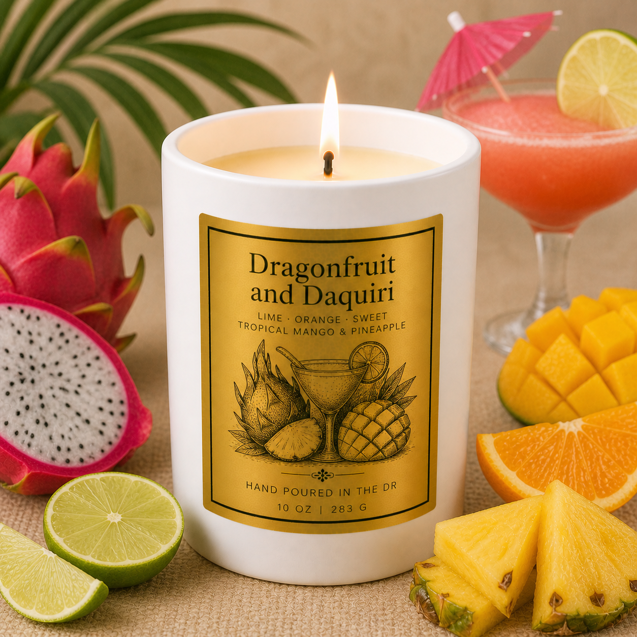 Summer Candles- 8 oz Tropical Candle (White Ceramic Jar