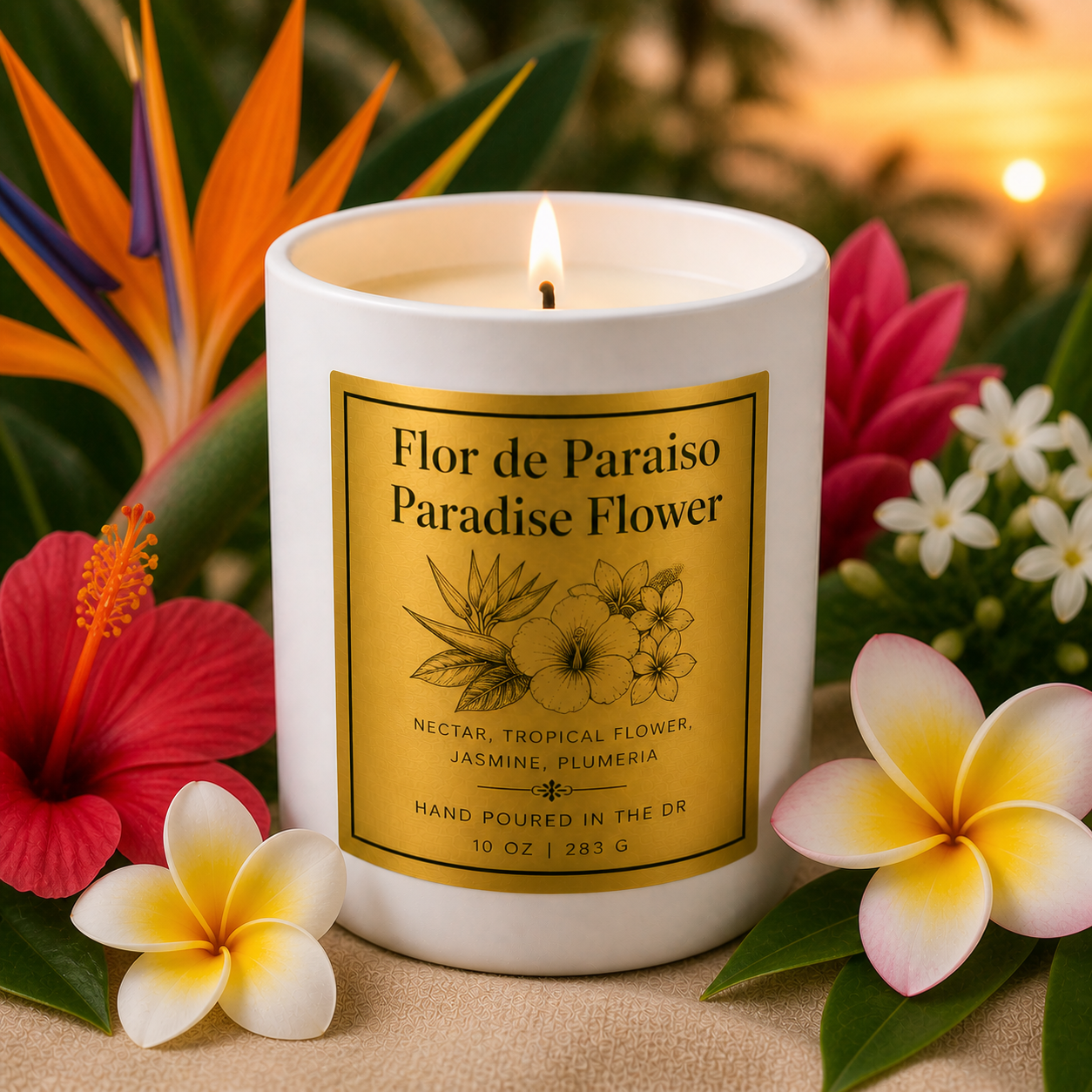 Summer Candles- 8 oz Tropical Candle (White Ceramic Jar