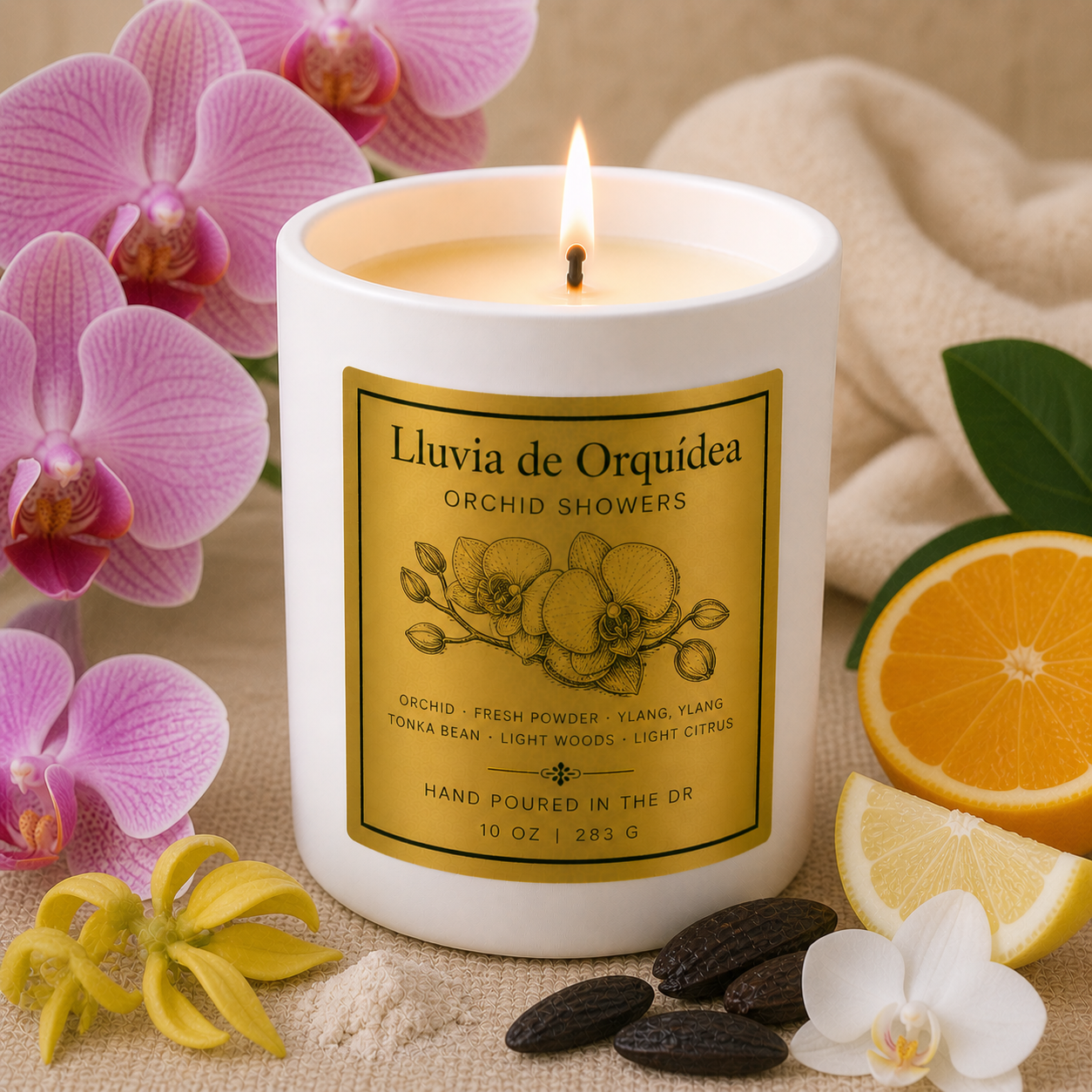Summer Candles- 8 oz Tropical Candle (White Ceramic Jar