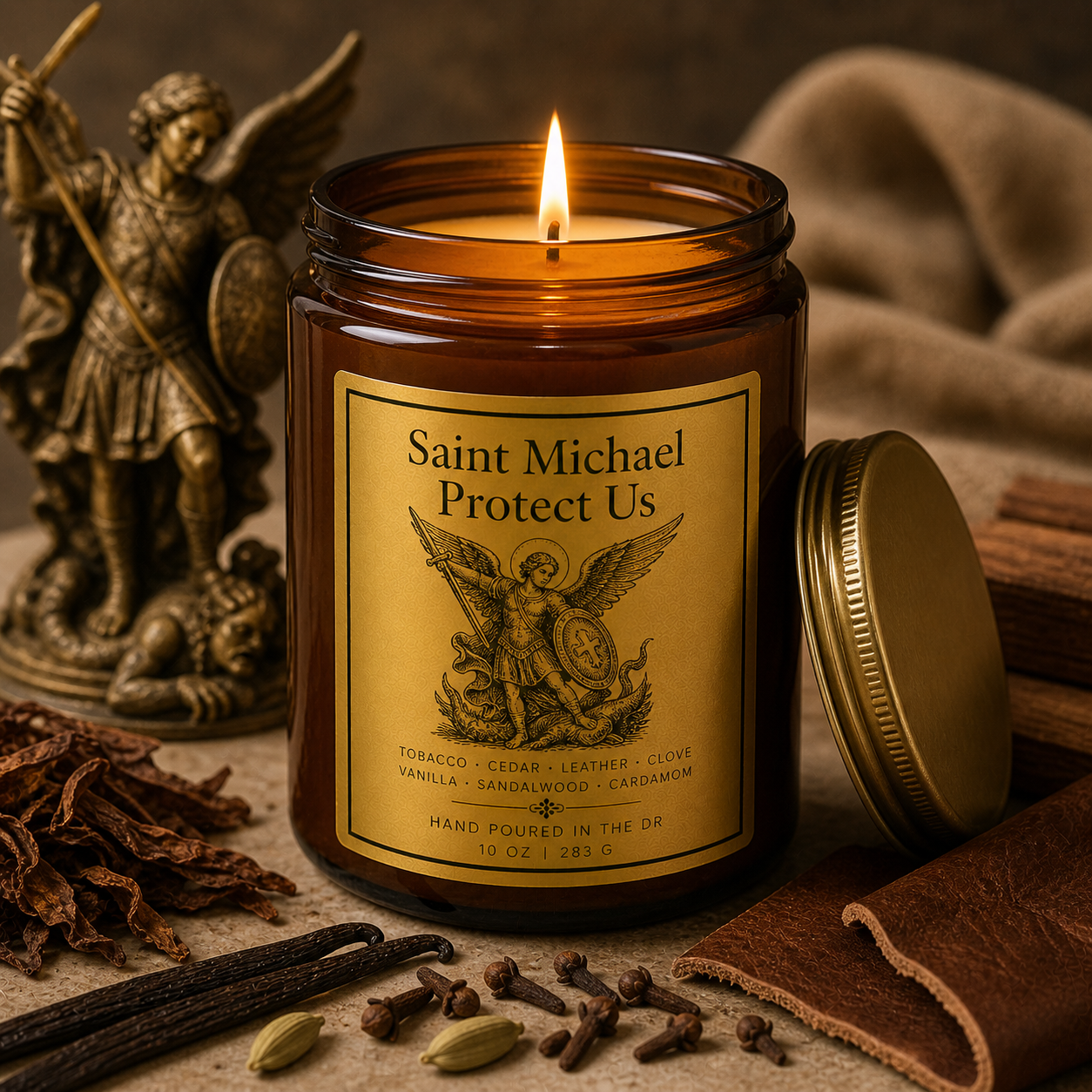 Island/Taino/Arawak 8 oz Candle/ Matte Black Ceramic