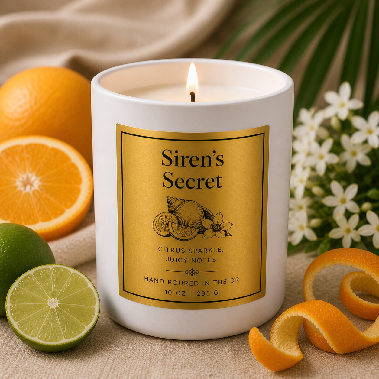 Summer Candles- 8 oz Tropical Candle (White Ceramic Jar