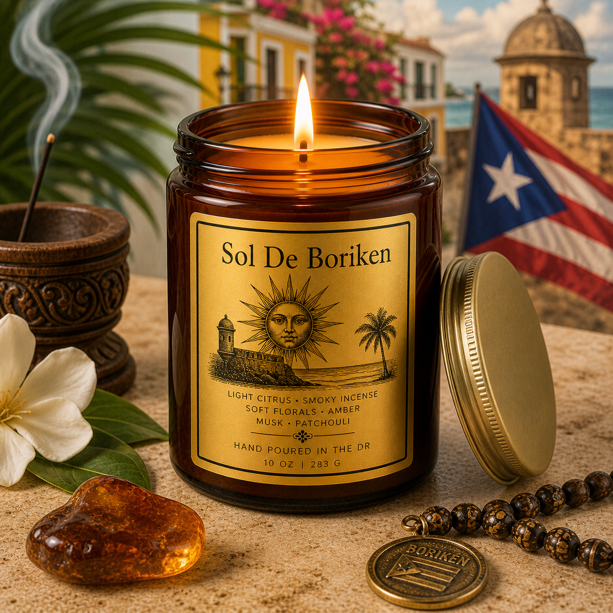 Island/Taino/Arawak 8 oz Candle/ Matte Black Ceramic