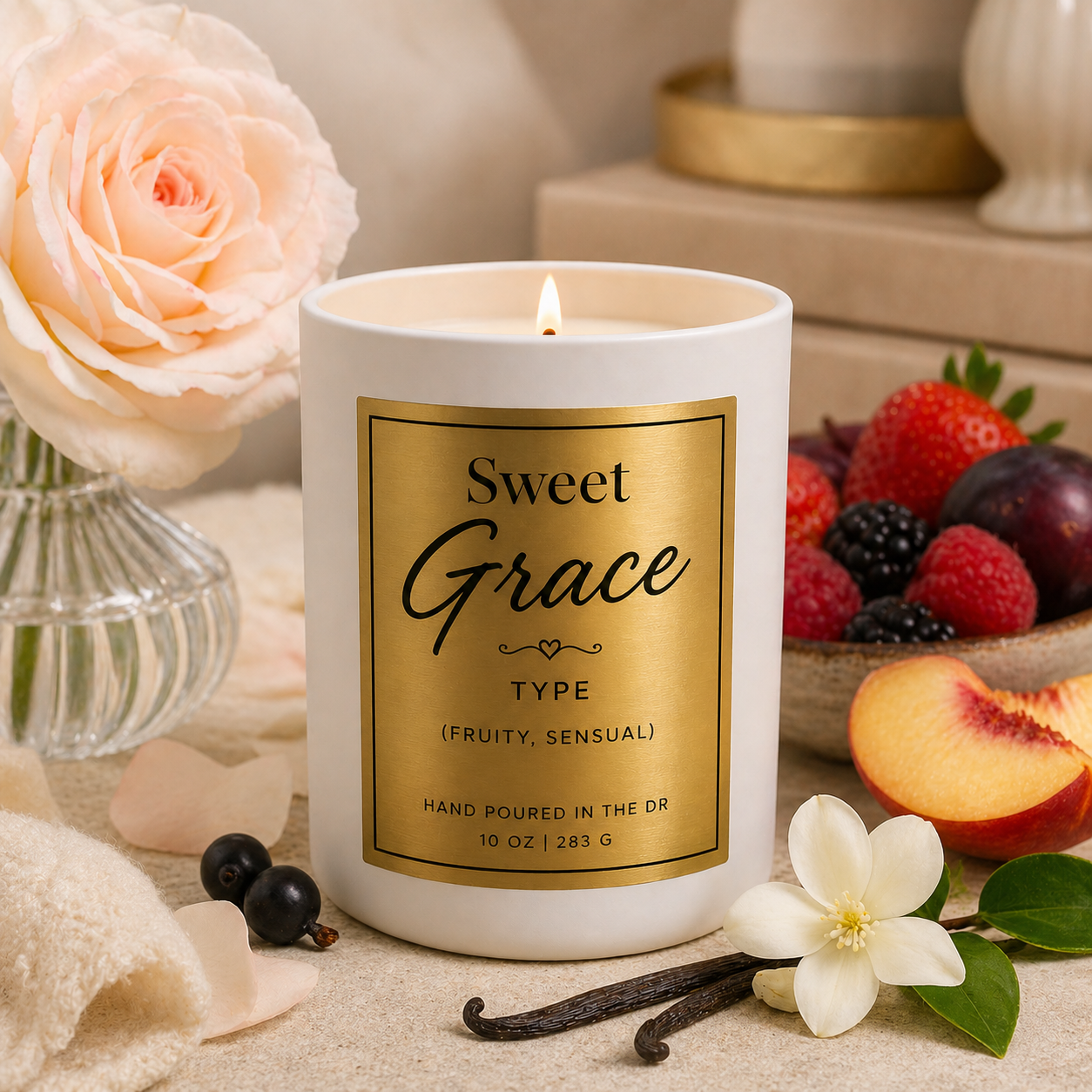 Summer Candles- 8 oz Tropical Candle (White Ceramic Jar