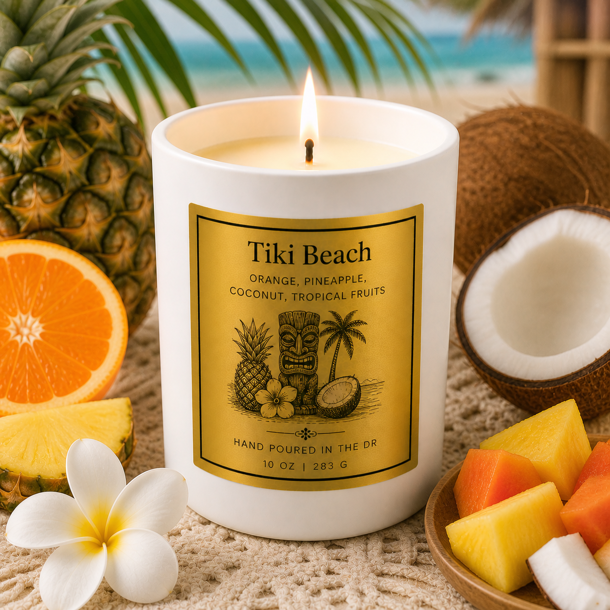 Summer Candles- 8 oz Tropical Candle (White Ceramic Jar
