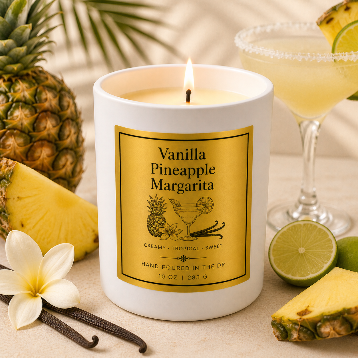 Summer Candles- 8 oz Tropical Candle (White Ceramic Jar