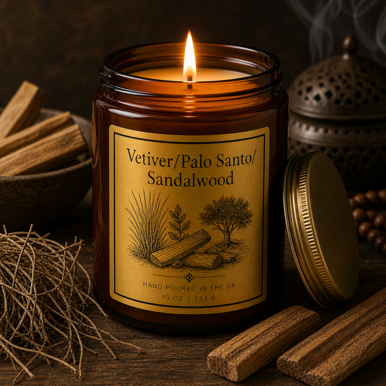 Island/Taino/Arawak 8 oz Candle/ Matte Black Ceramic