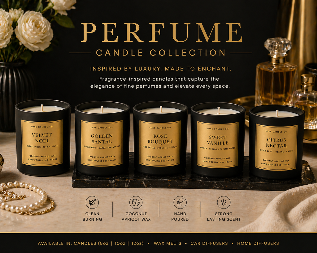 Perfume Candle Collection-8 oz-Black Matte Ceramic